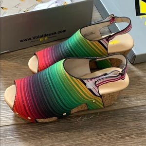 Platform Mexican blanket shoes